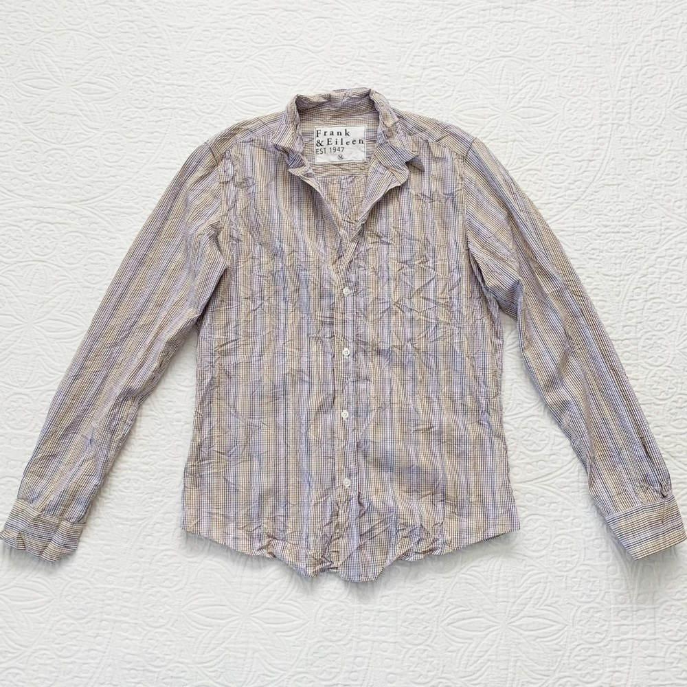 Frank & Eileen‎ Barry Signature Crinkle Woven 100% Cotton Button-Up Blouse